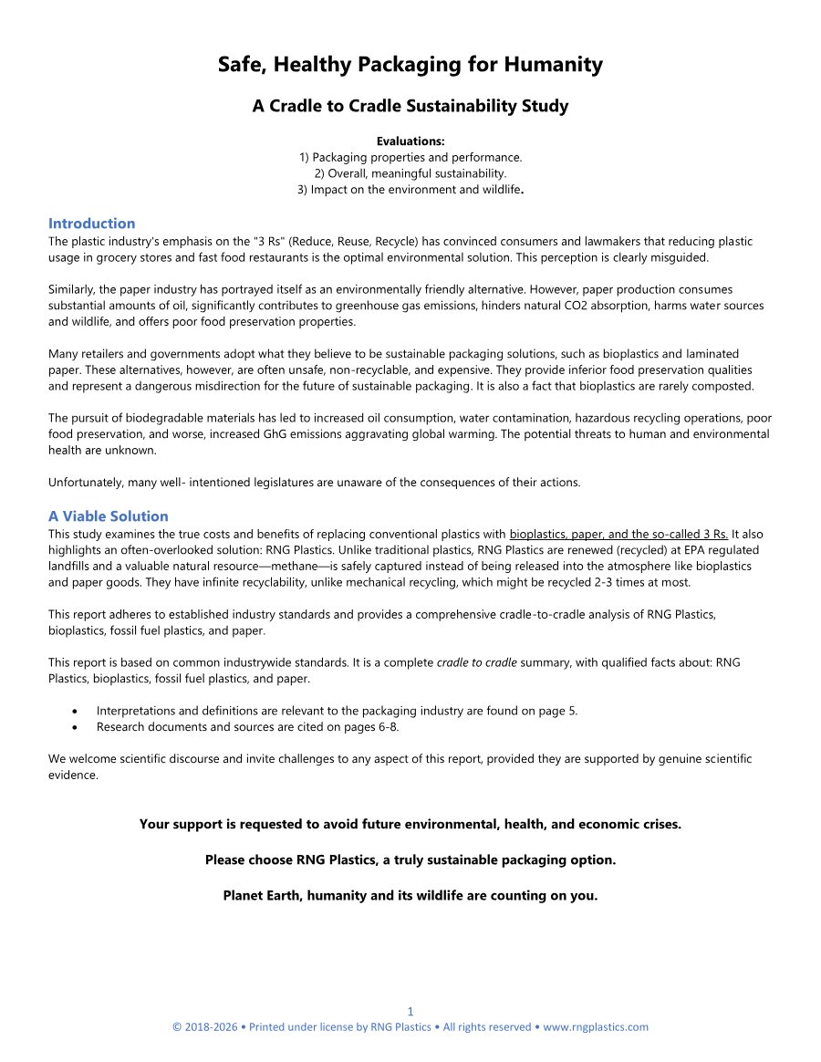 Cradle to Cradle Sustainability Study on RNG Plastics vs Alternatives preview