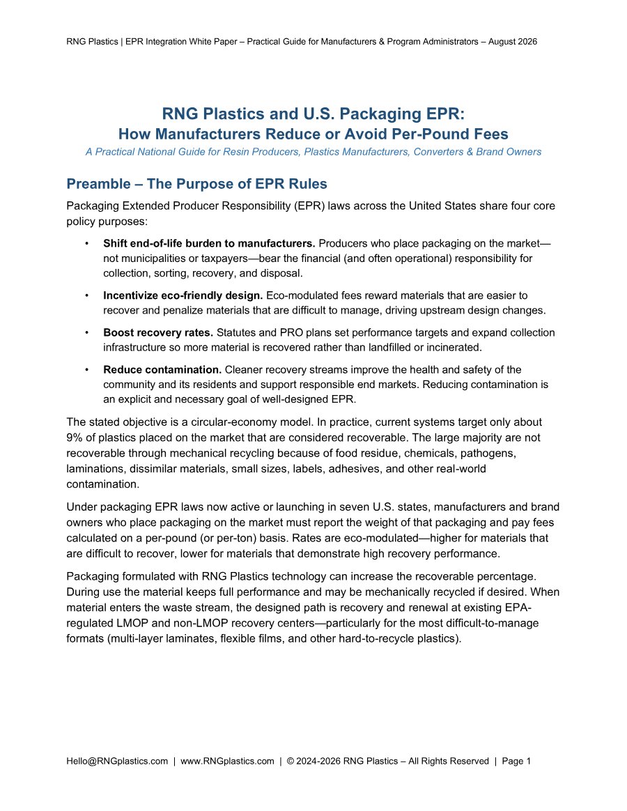 RNG Plastics EPR Integration Guide for Manufacturers & Program Admins preview