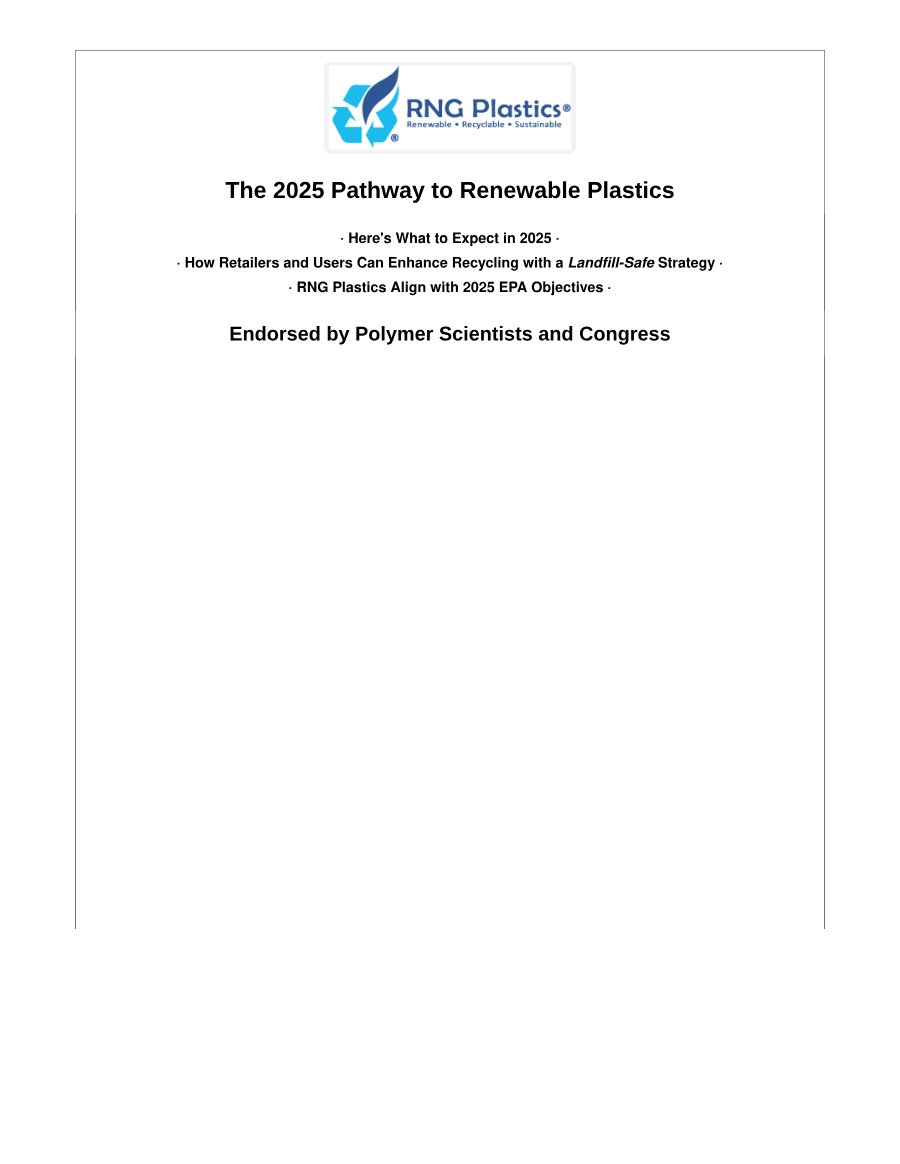 The 2025 Pathway to Renewable Plastics PDF cover